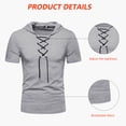 thumbnail image 4 of Mens Retro Grey Tactical Short Sleeve Athletic Hoodie Pullover Sweatshirt Outdoor Sports Hooded Shirts - XL, 4 of 6