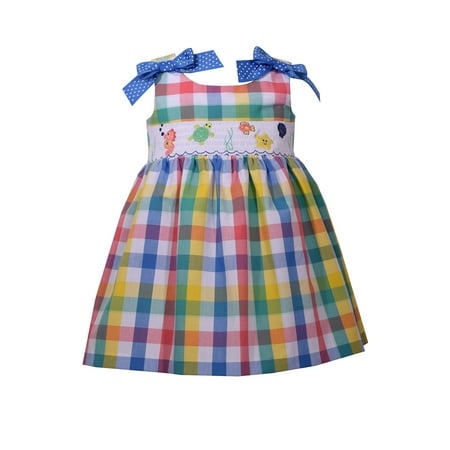 - Bonnie Jean Girls Smocked Sea Plaid Sundress 12 months