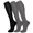Black Gray, variant on 3 Pairs Medical Sport Compression Socks - 15-20mmhg Graduated Knee-High Support for Men & Women, Ideal for Soccer, Running, and Nurses