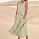 thumbnail image 5 of Vestido de Verano para las Mujeres sin Mangas Lino-Look Impreso Maxi, Suelto Fluido Y Vestido Sexy de Moda para las Mujeres, 5 of 5