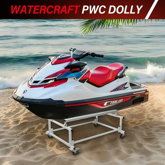 AOILE Heavy Duty Watercraft Dolly Cart - 1000 lbs Capacity PWC Trailer with Adjustable Bunks & 4 Casters for Jet Ski, Small Boat, and Sea-Doo