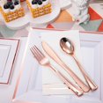thumbnail image 3 of 350Pcs Rose Gold Plates and Napkins Party Supplies-Square White and Rose Gold Plates Disposable Dinnerware include Plates Cups Cutlery Napkins for 50 Guests Wedding&Mother's Day&Party, 3 of 7
