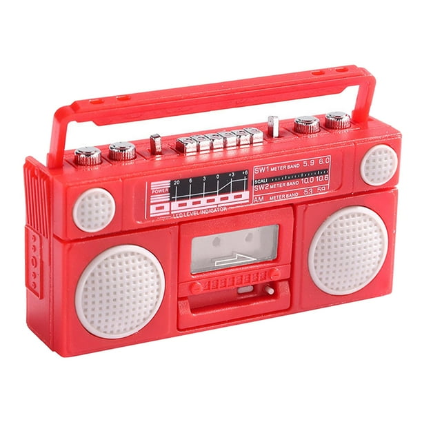 Grabadora de gramófono estilo vintage en miniatura para decoración de casa de muñecas a escala 1:12, juguetes, escenas de la vida rojo