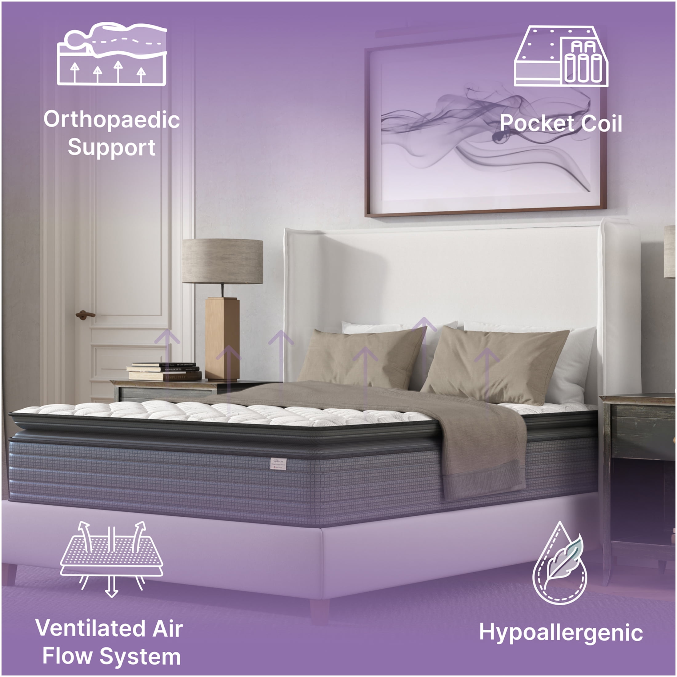 JERFIT 14 Inch Twin XL Hybrid Mattress, Medium Firm Gel Memory Foam Pocket Innerspring, Cooling Pillow Top, CertiPUR-US Certified, Motion Isolation, Pressure Relief