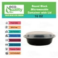 thumbnail image 2 of [300 Count] 16 oz Black Plastic Meal Prep Containers with Lids - Round Food Storage Container Microwave Safe - BPA-Free, Stackable, Reusable, Dishwasher, Freezer Safe, Disposable, 2 of 7