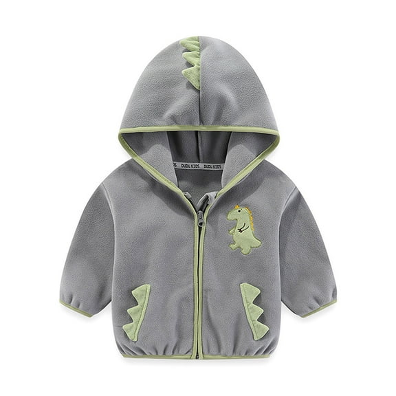 Utlike Girls Hoodies Sweatshirt Toddler Autumn Winter Dinosaur Hooded Coat Jacket Sweatshirt Softness Top Streetwear Grey 18-24 Months