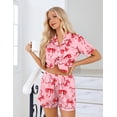thumbnail image 3 of Ekouaer Womens Silk Pajama Sets Button Up Satin Pjs Short Sleeve 2 Piece Pj Sets Cute Lounge Sets with Chest Pocket, 3 of 6