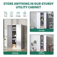 thumbnail image 5 of 71"H Metal Garage Storage Cabinet, Tool Steel Locking Cabinet with Doors and 3 Adjustable Shelves,for Home Office,Classroom,Pantry,White, 5 of 6