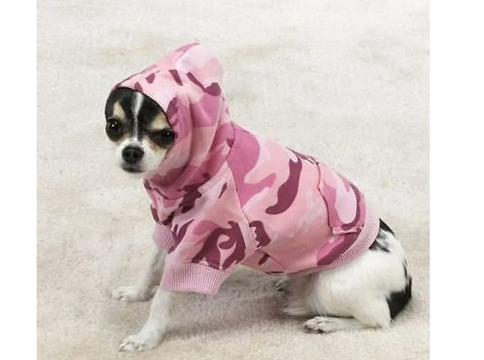 Camouflage Dog Hoodies Fleece Lined Chic Warm Pink or Green Camo Sweatshirts (Medium-Pink)