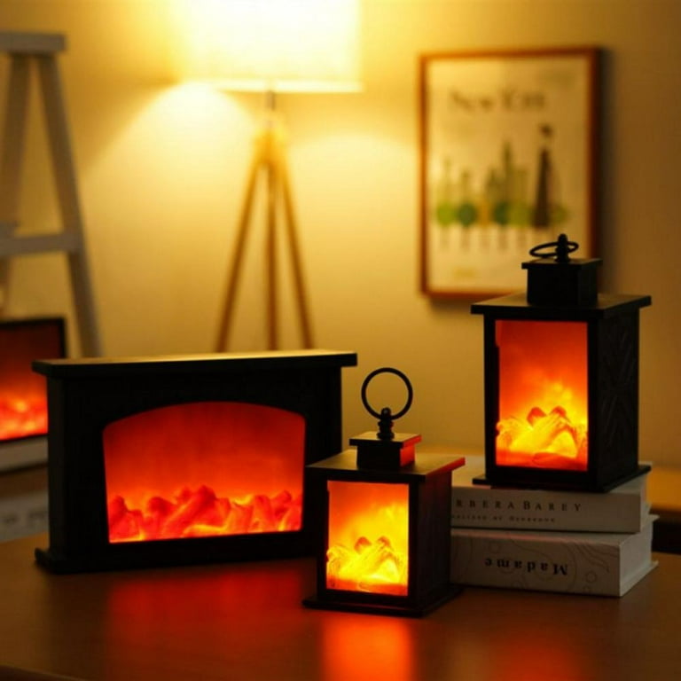 Fireplace Lanterns LED Flameless Lantern USB Powered or Battery Operated  Lamp for Home Decor 