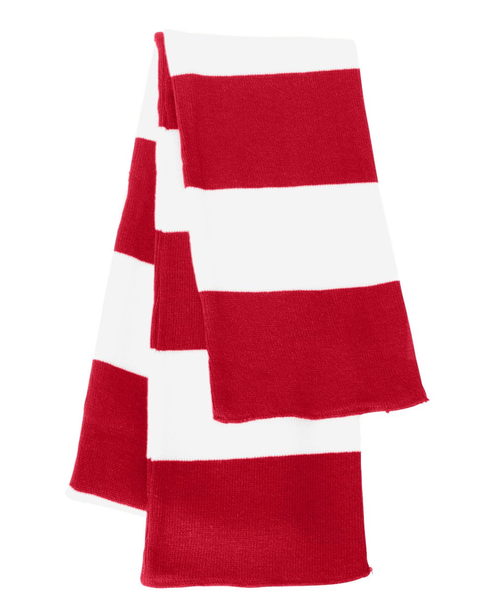 Knit Winter Rugby Striped Scarf Men & Women - Stay Warm & Stylish (Red/ White) -