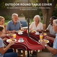 thumbnail image 3 of Round Outdoor Tablecloth with Umbrella Hole and Zipper, Red Ombre Tablecloth with Elastic Waterproof, Abstract Art Moire Ocean Waves Patio Table Covers for 31" - 35" Picnic Pool Tables, 3 of 9