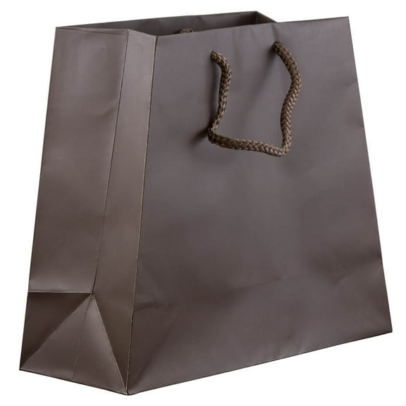 JAM Paper Matte Chocolate Brown Gift Bags, 7.5 x 4 x 8.75, 100/Pack
