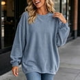 thumbnail image 6 of Lmnyox Ribbed Sweatshirts for Women Loose Crew Neck Oversized Pullover Fashion Casual Sweatshirts, 6 of 7