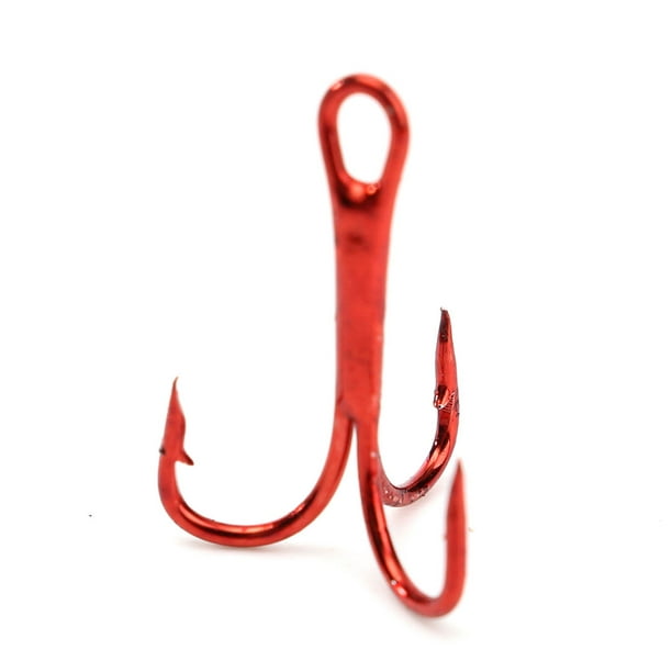100x Lots Red Fishing Hooks Carbon Steel Treble Jig Hooks Fishhook Tackle  #2/4 