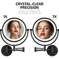 thumbnail image 2 of OVENTE Wall Mounted Lighted Makeup Vanity Mirror, 9" Hard Wired Double Sided 1X/7X Magnifying Bathroom Mirror, Dimmable LED Lights, 360° Rotation and 14" Extendable Arm, Rubbed Bronze MPWD3185BZ1X7X, 2 of 8
