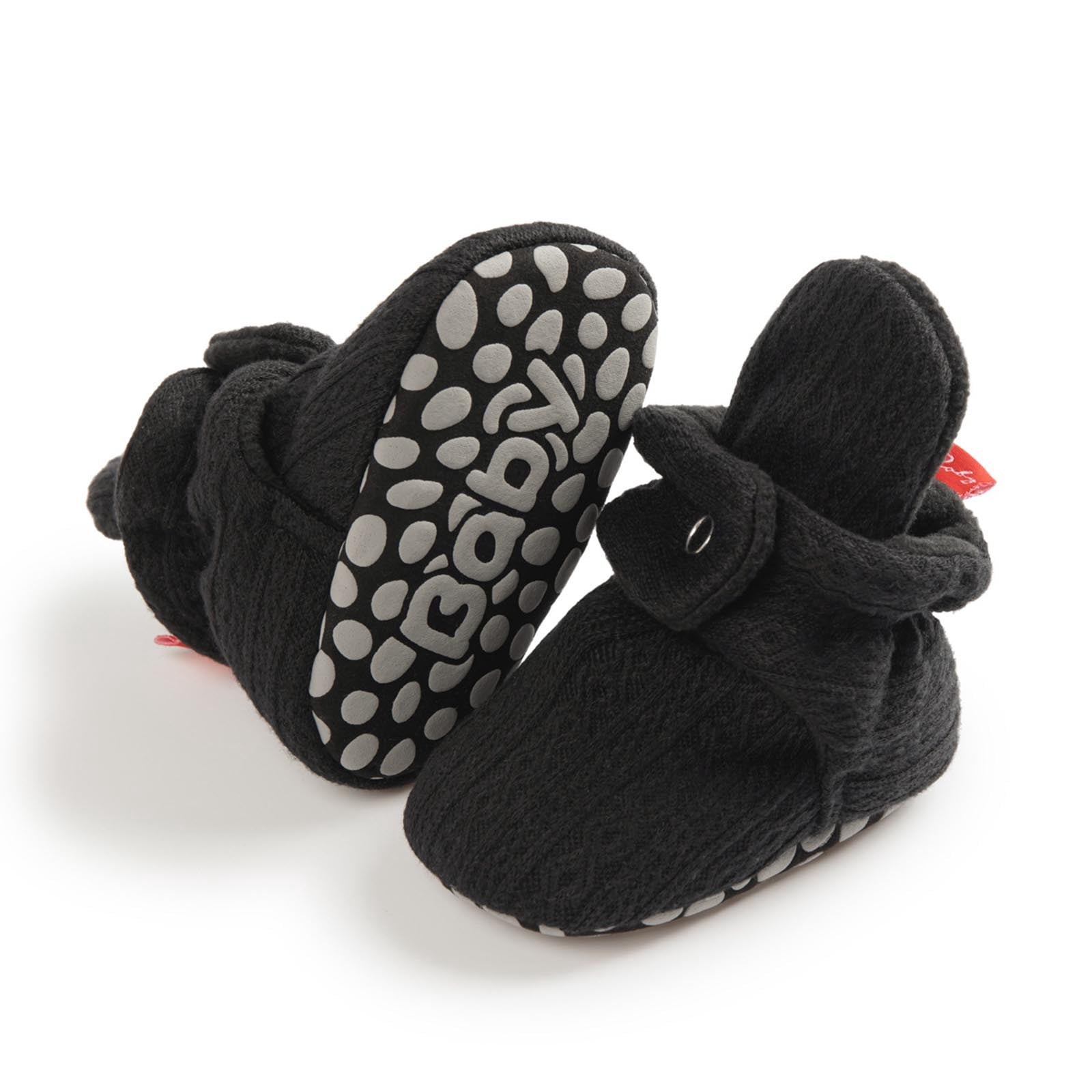 Unisex Newborn Baby Cotton Booties Winter Warm Fleece Cozy Non-Slip Crib Socks Shoes First Walkers Stay On House Slippers Gripper for Toddler Infant Boys Girls