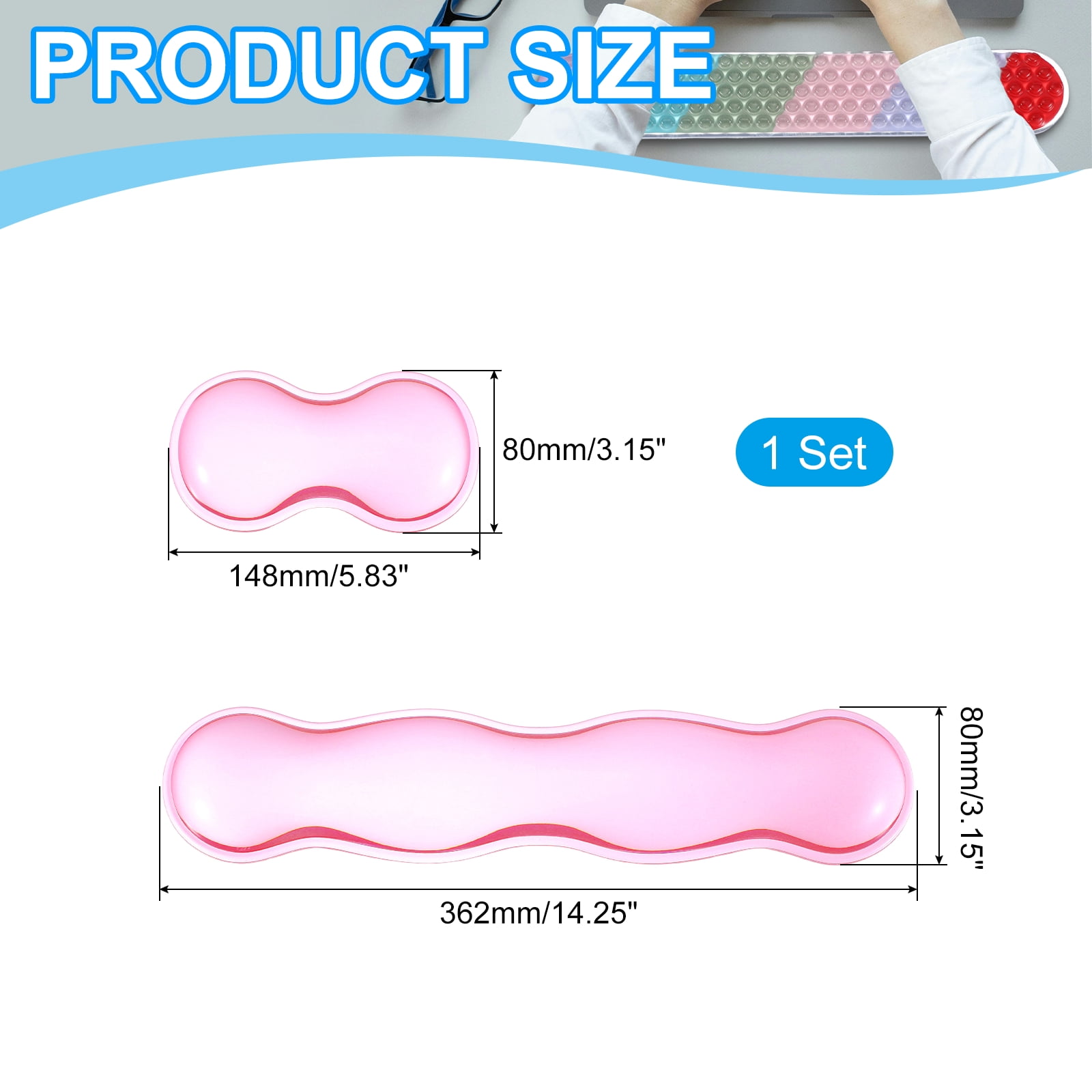 Uxcell Gel Wrist Rest, Gel Mouse Pad Mouse Wrist Support for Keyboard and Mouse Ergonomic,Pad Set Pink