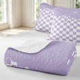 thumbnail image 4 of Manfei Modern Plaid Quilt King,Contemporary Checkered King Coverlet Set,Purple White,3-Piece,1 Bedspread and 2 Pillowcases, 4 of 7