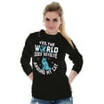 thumbnail image 3 of The Worlds Revolves Around my Cat Women Plus Size Long Sleeve Graphic Tee Brisco Brands 2X, 3 of 5