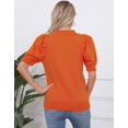 thumbnail image 5 of Pumpkin Ghost Face Graphic Sweaters for Women Halloween Day Crew Neck Pullover Sweater Cute Puff Short Sleeve Juniors Girls Sweater Blouse Shermie, 5 of 6