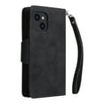 thumbnail image 3 of SaniMore for iPhone 15 (6.1" 2023) Case, PU Leather 2 in 1 Zipper Wallet Removeable Wris Strap Card Slots Cash Pocket Kickstand Shockproof Anti-fall Full Protective Shell, Black, 3 of 15