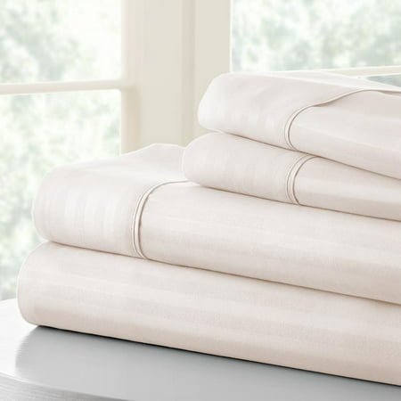 Noble Linens 4-Piece Striped Embossed Sheet Set
