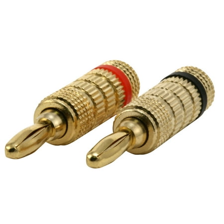 Monoprice High Quality Gold Plated Speaker Banana Plugs – 1 Pair – Closed Screw Type, For Speaker Wire, Home Theater, Wall Plates And More