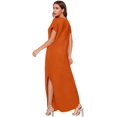 thumbnail image 4 of Women's V Neck Side Pockets Split Hem Beach Long Maxi Dress, 4 of 5