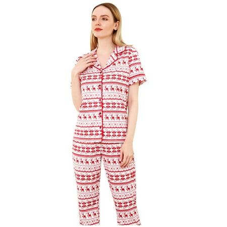 

Tangnade home pajamas Matching Family Christmas Pajamas Set Women Mommy Print Blouse Tops And Pants Xmas Family Pajamas Loungewear Sleepwear Men Pajamas Red L