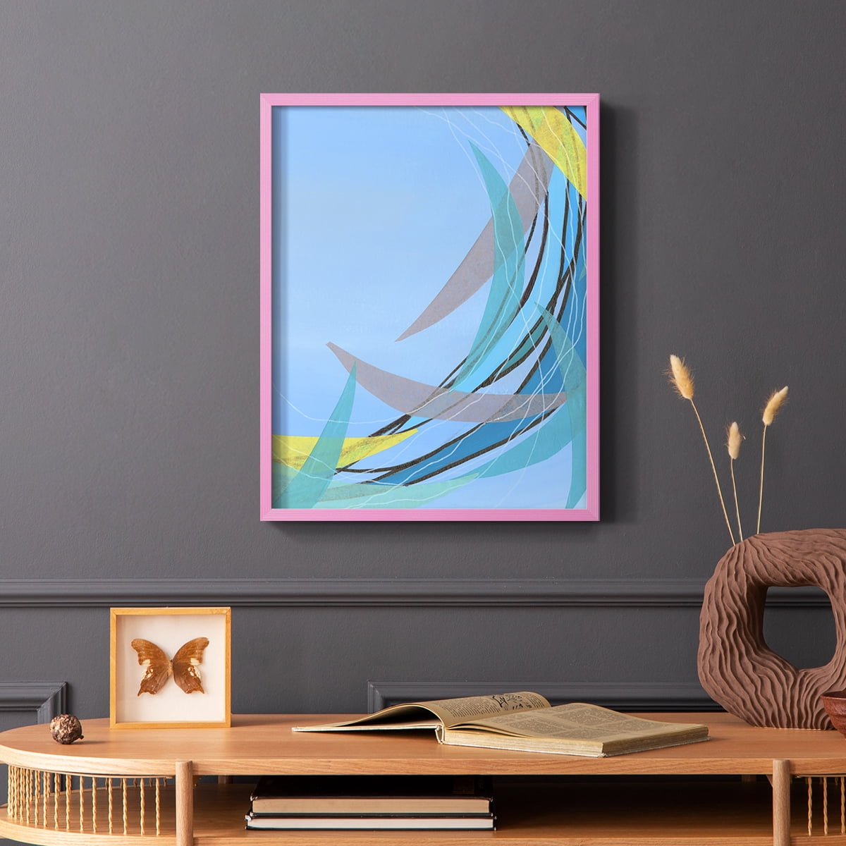 Circulating Flow II Framed Print in Pink Solid Wood Framed Print No Nail Hanging