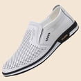 thumbnail image 5 of Men's Perforated Faux Leather Slip on Loafers, Breathable Hollow out Soft Lightweight Casual Dress Shoes for Driving Travel Walking Office, 5 of 6