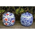 thumbnail image 7 of Blue and White Porcelain Decorative Cylindrical Temple Vase or Jar (Red and Blue), 7 of 7