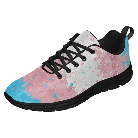 Transgender Pride Flag Art Shoes for Men Women Running Sneakers Breathable Casual Sport Tennis Shoes Gift for Him Her Black Size 3.5