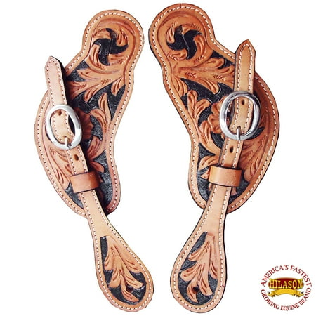 Show Spur Straps - Hilason Western Spur Straps Leather Light Oil W/ Black