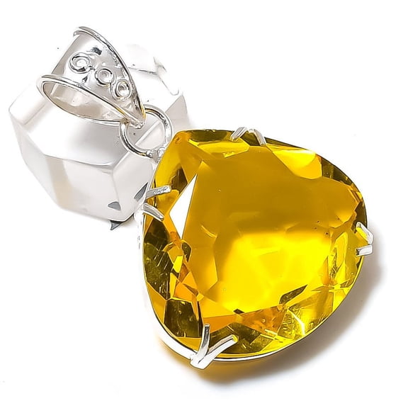 Citrine Handmade 925 Sterling Silver Gift Jewelry Pendant 1.81"