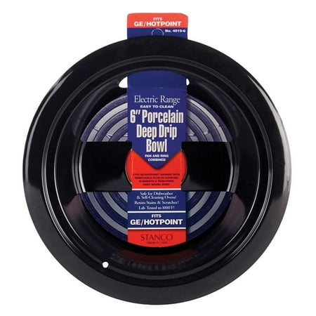 - Stanco Deep Reflector Bowl Fits Ge / Hotpoint Ranges Black Porcelain On Steel, Chrome 6 In. 1000 Deg