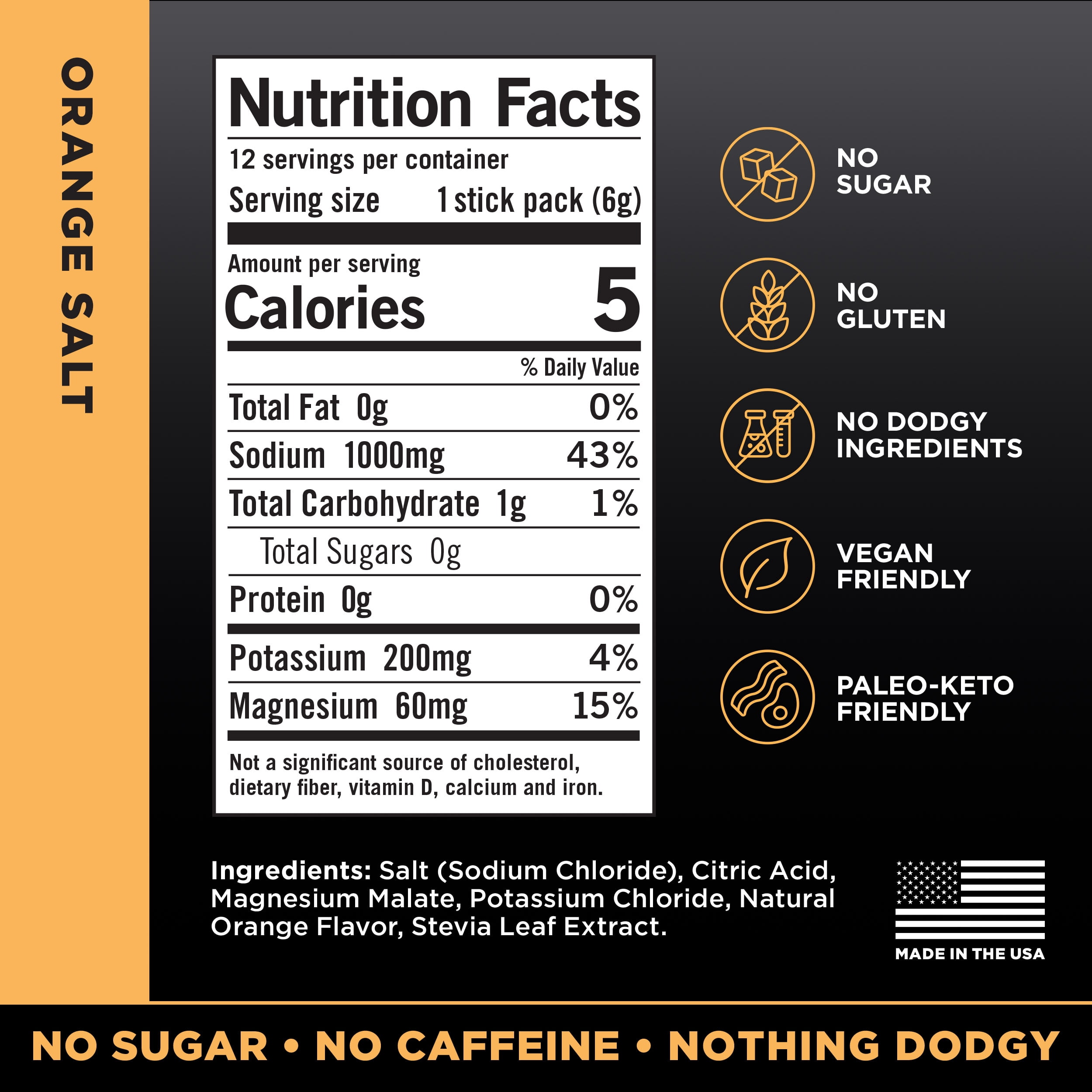 LMNT Zero Sugar Electrolyte Drink Mix - Orange - 12 Count