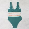 thumbnail image 6 of Dezsed Women High Waisted V Neck Bikini Sets Tummy Control Swimsuits Color Block Two Piece Bathing Suit Blue L, 6 of 6