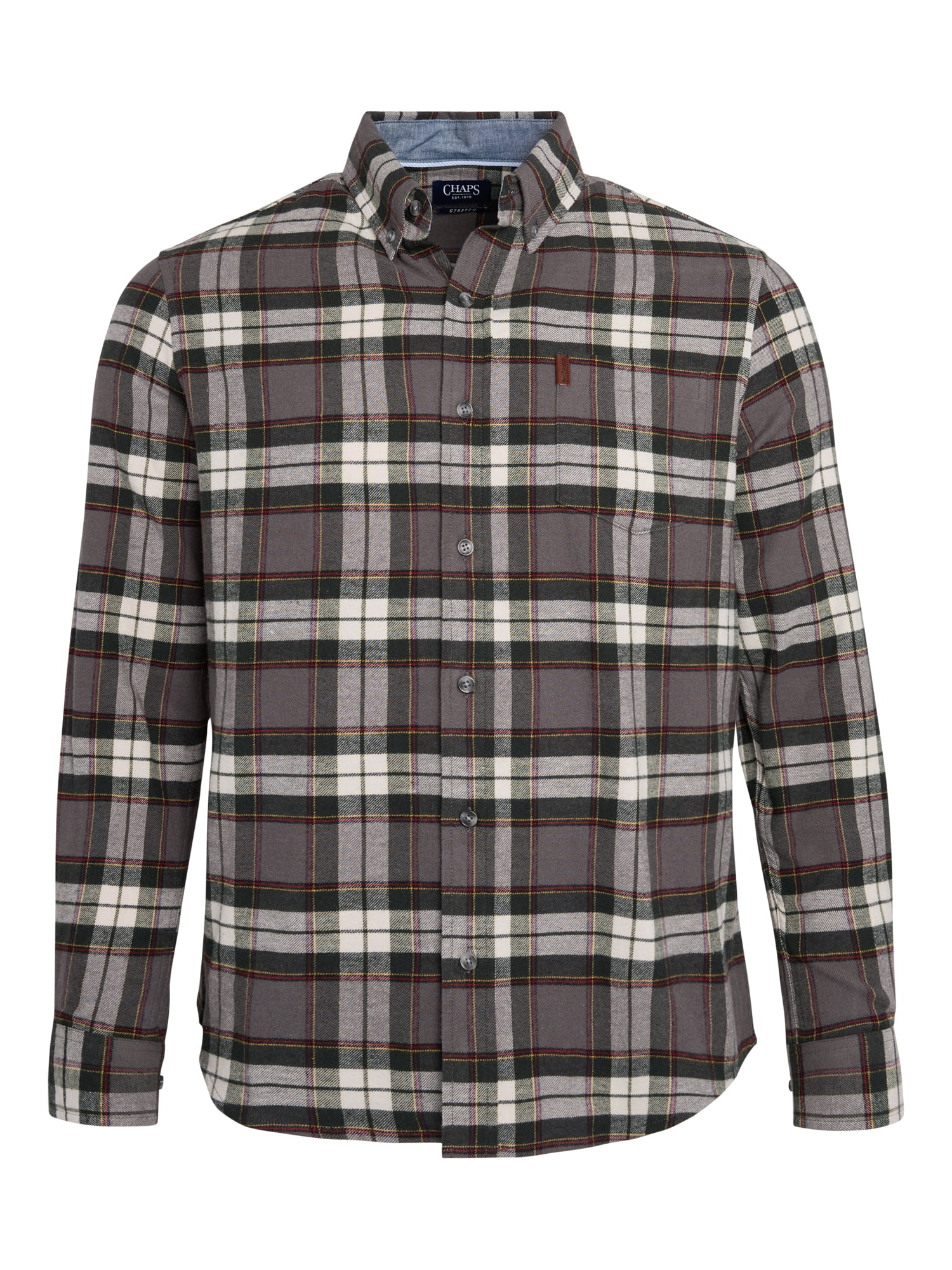 Chaps Men's and Big Men's Comfort Stretch Flannel Shirt, Sizes S-2XL