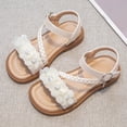 thumbnail image 2 of Gubotare Toddler Girl Sandals Girl's Sandals Dressy Bow Ankle Strap Sandal Open Toe Slides Flats Summer Cute Vacation Sandals Size 11.5 (White,11.5 Little Kid), 2 of 6