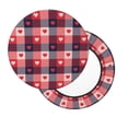 thumbnail image 2 of Kdxio Heart Plaid Print Stool Covers Round,Stretch Round Bar Stool Covers Washable Bar Stool Cushion Slipcover for 12-15 Inch Chair, 2 of 7