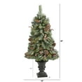 thumbnail image 4 of Nearly Natural 4' Frosted Pine Artificial Christmas Tree Prelit 100 Clear LED Lights, 4 of 8