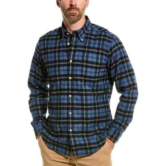 Brooks Brothers mens Regent Flannel Shirt, L, Blue