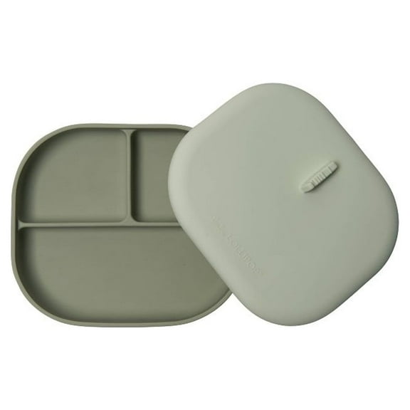Loulou Lollipop Divided Plate with Lid - Sage - 2ct