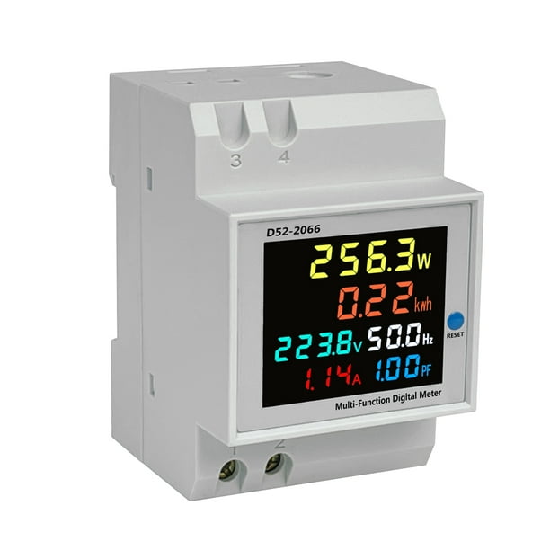 Homgeek D52-2066 DIN-Rail Multi-Fonction Compteur Coloré LCD Affichage de la Tension Courant Puissance Active Fréquence Énergie Électrique Mesure Dispositif de Surveillance
