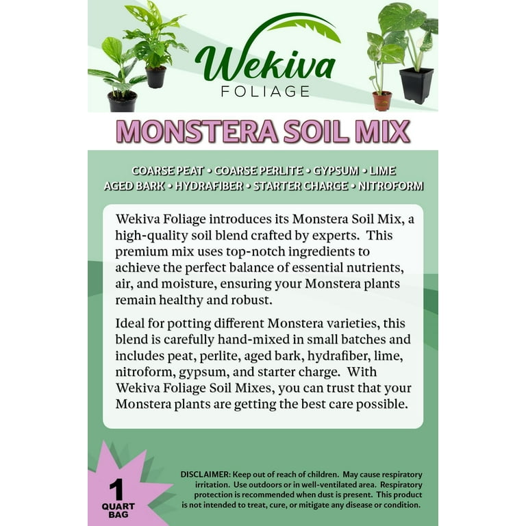 Monstera Growing Soil Mix  1 Quart - Custom Soil Blend  Potting Mix for Monstera Plants  Specially Developed by and for Professional Nursery Growers - Nutrient-Rich Formula