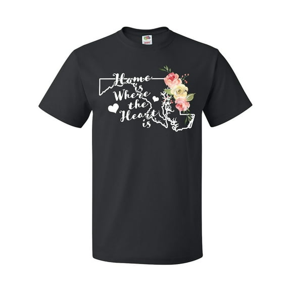 Inktastic Maryland Home is Where the Heart is with Watercolor Floral T-Shirt