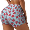 thumbnail image 2 of Kdxio Strawberries Print Workout Shorts for Women Seamless Soft Smooth Gym Yoga Scrunch Active Shorts, 2 of 9