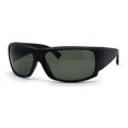 thumbnail image 1 of Mens Classic 90s Thick Temple Rectangular Biker Sunglasses Matte Black Green, 1 of 4